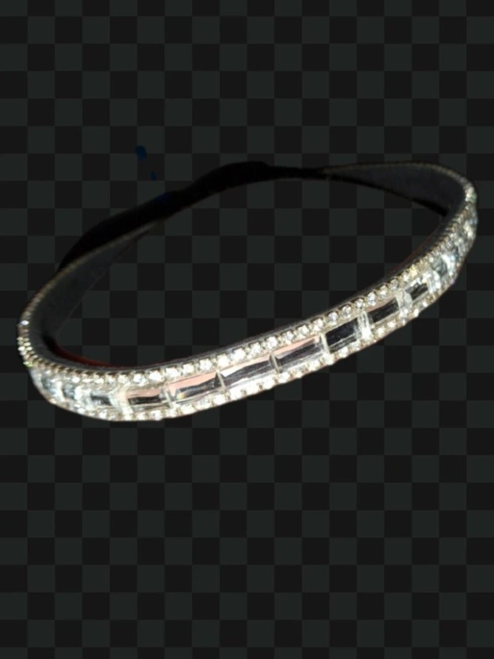 Shiny black choker mirror rhinestone felt back